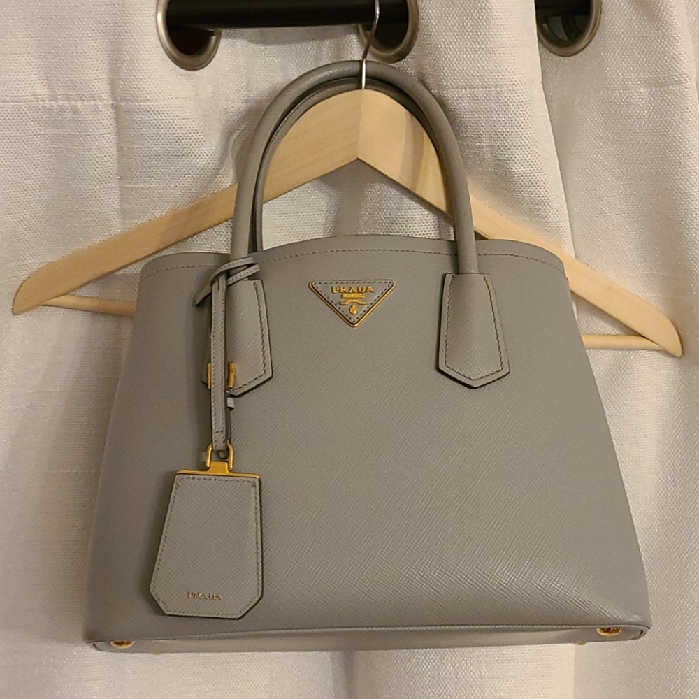 ❌SOLD❌ RARE Prada Double Cuir Grey w Mint Interior